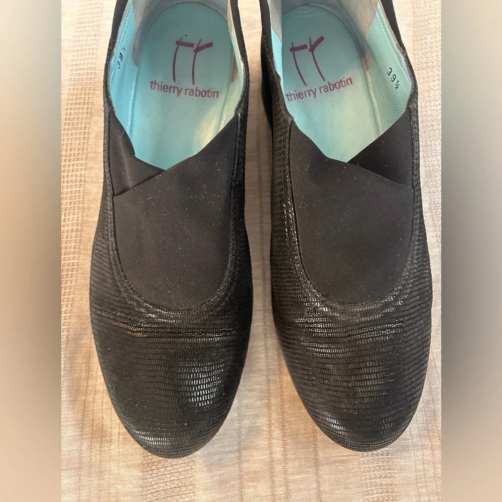 Thierry Rabotin Black Shimmer Reptile  Slip on Comfortable Shoes